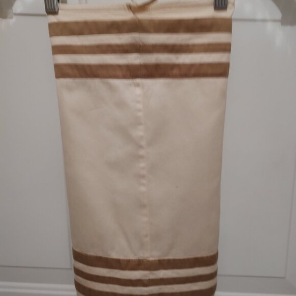 MATOUK NECKROLL-BEIGE-BRONZE BANDING EGYPTIAN COTTON NOCTURNE SATEEN 600TC 10x18 - Picture 2 of 8